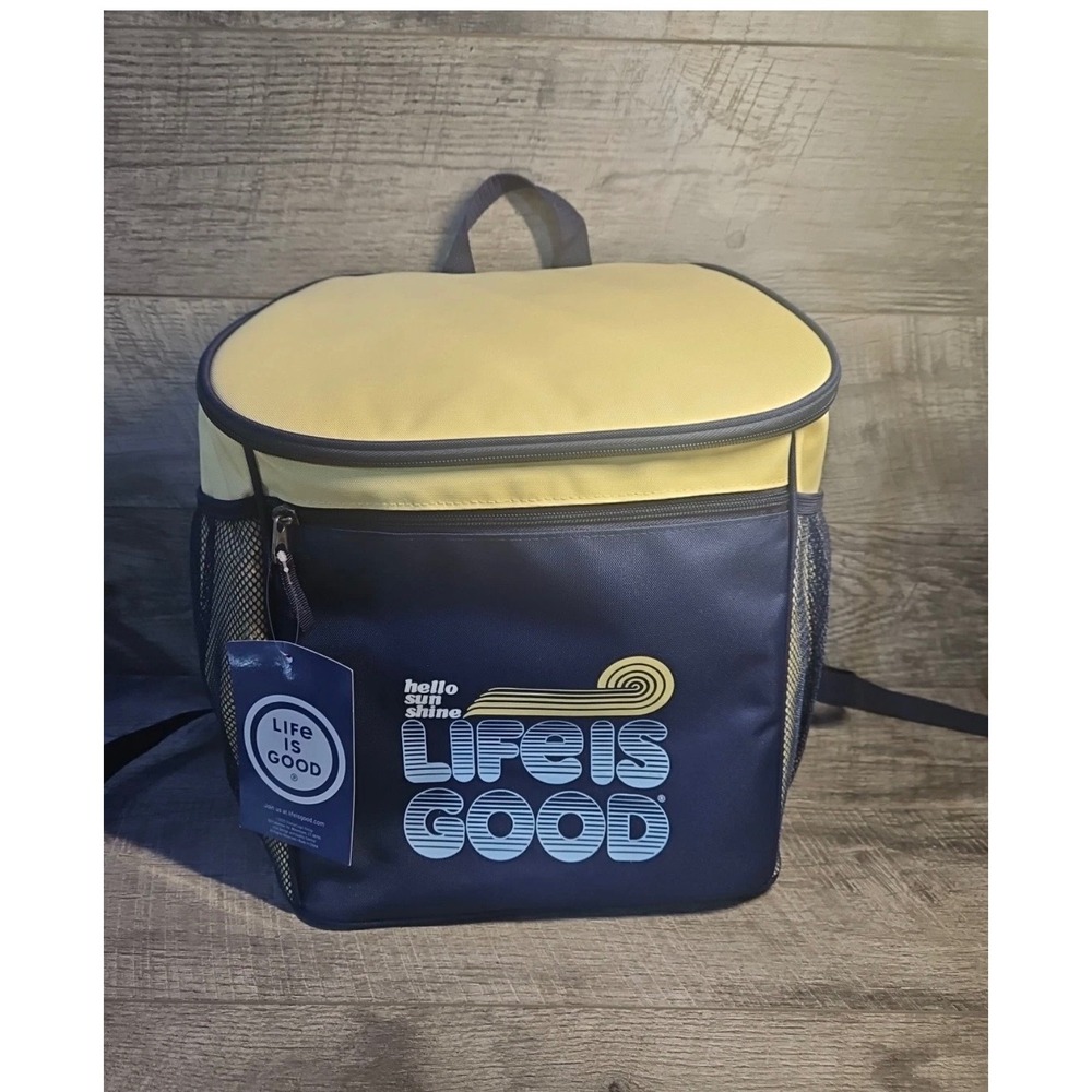 Life is Good Insulated Cooler Backpack Hello Sunshine Navy Yellow 622889 NWT